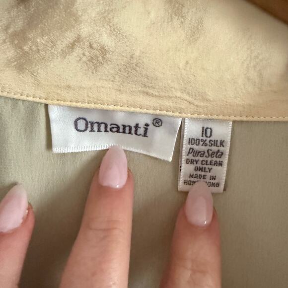 80s Vintage OMANTI 100% Silk Double Breasted Button Down Blouse Shirt Jacket 10 - Picture 4 of 6